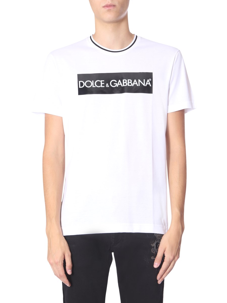 DOLCE & GABBANA - COTTON T-SHIRT WITH LOGO - Eleonora Bonucci