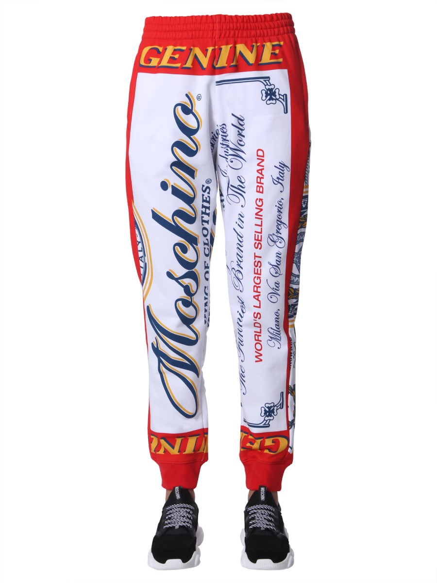 MOSCHINO - BUDWEISER PRINT COTTON PANTS - Eleonora Bonucci