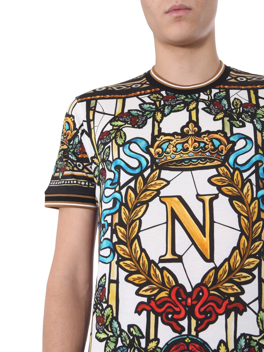 DOLCE & GABBANA - NAPOLEON PRINT ROUND NECK COTTON T-SHIRT - Eleonora  Bonucci