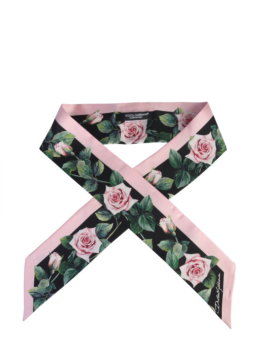 DOLCE & GABBANA - SILK TWILL TROPICAL ROSE PRINT BANDEAU