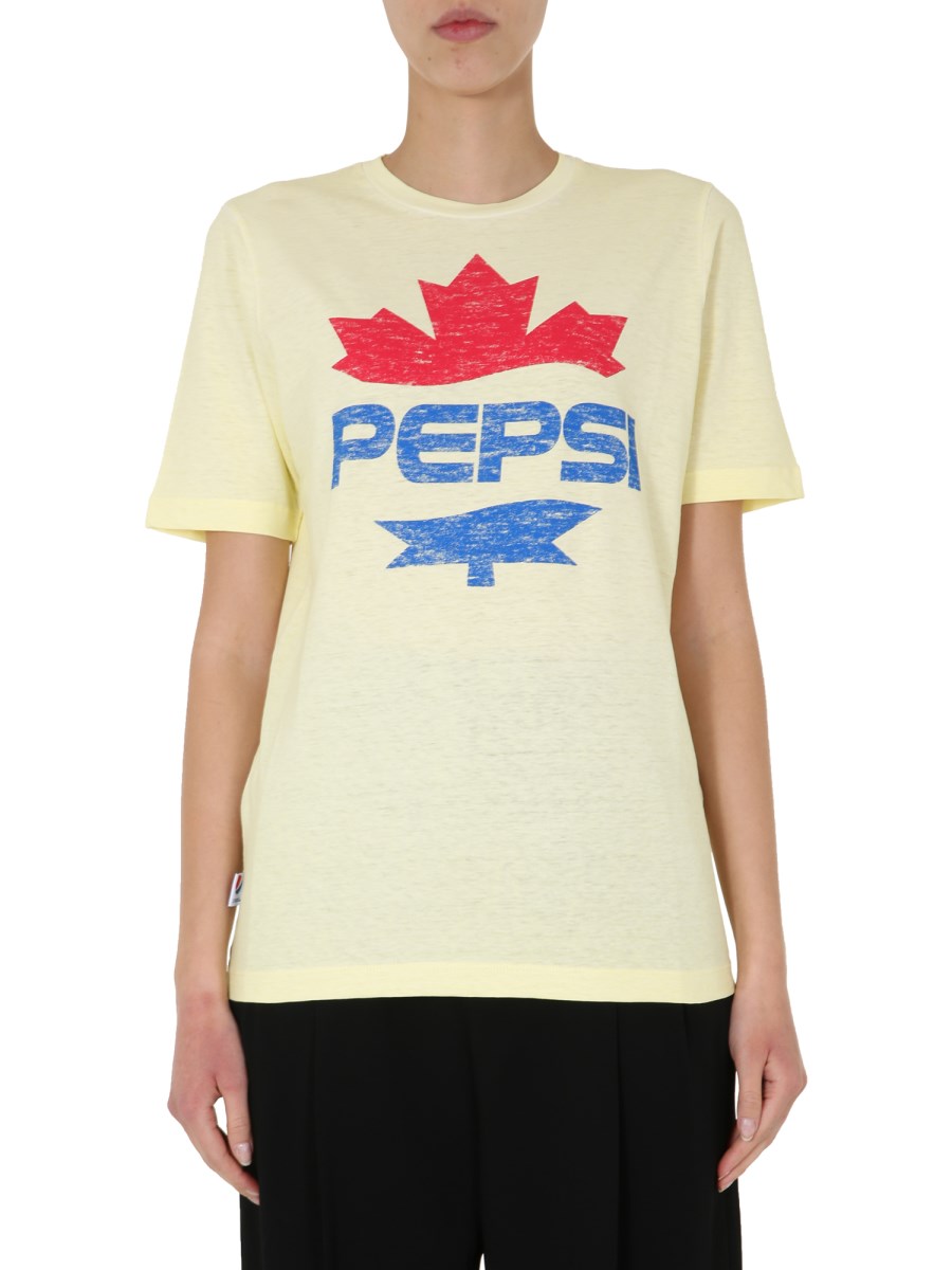 DSQUARED T-SHIRT "PEPSI" GIROCOLLO IN COTONE