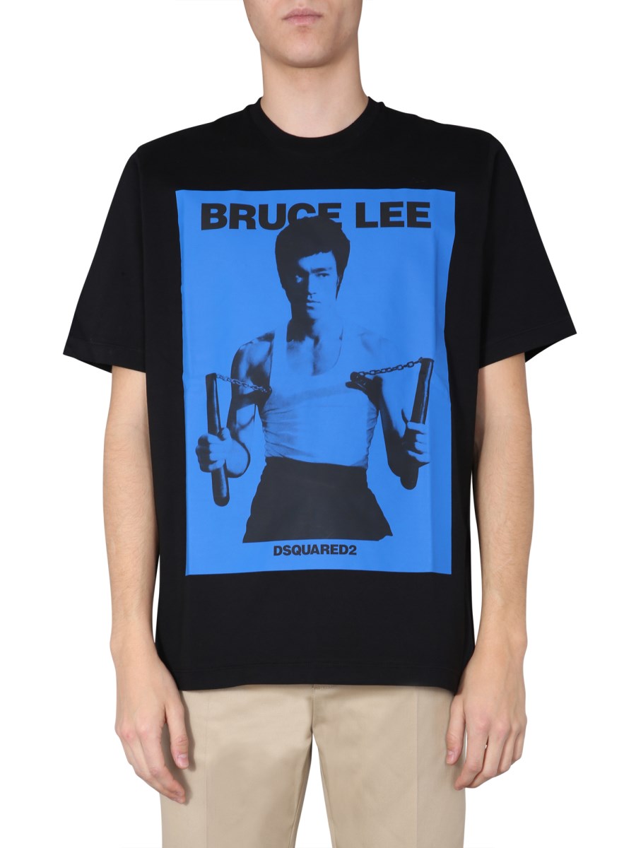 DSQUARED COTTON CREW NECK T SHIRT WITH BRUCE LEE PRINT Eleonora Bonucci