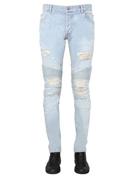 balmain biker denim