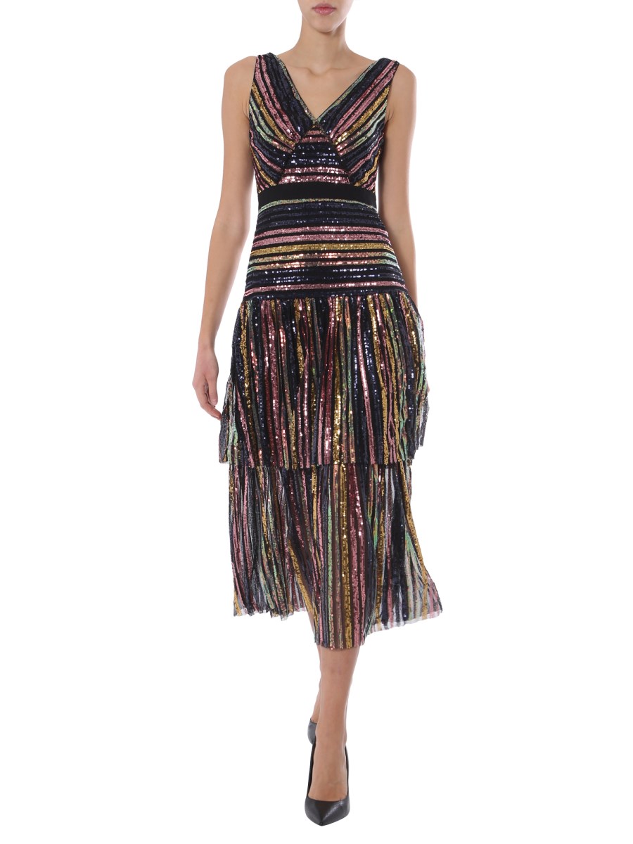 SELF PORTRAIT STRIPED MIDI DRESS WITH SEQUINS Eleonora Bonucci