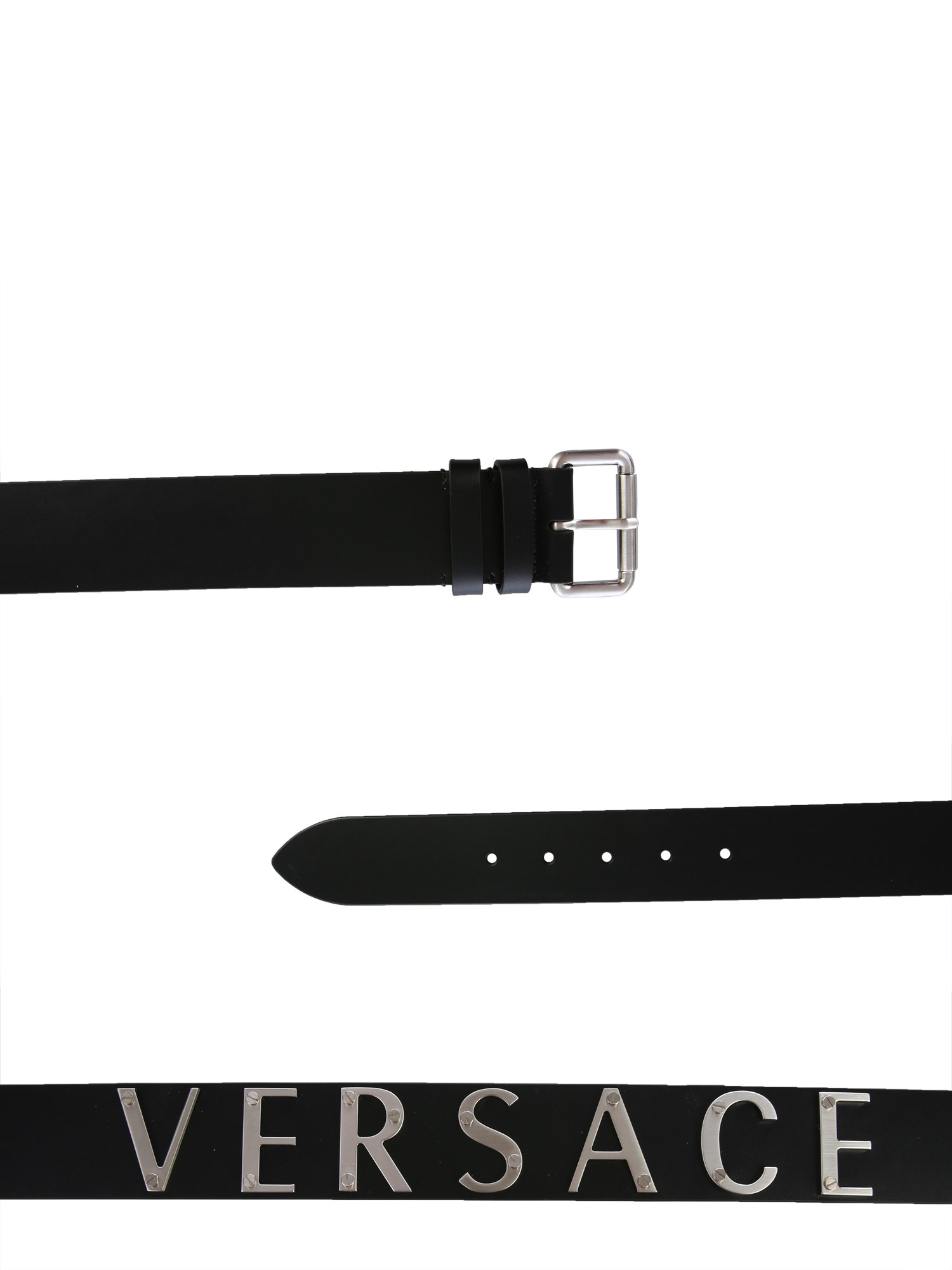 Versace Belt With Buckle And Logo In Black
