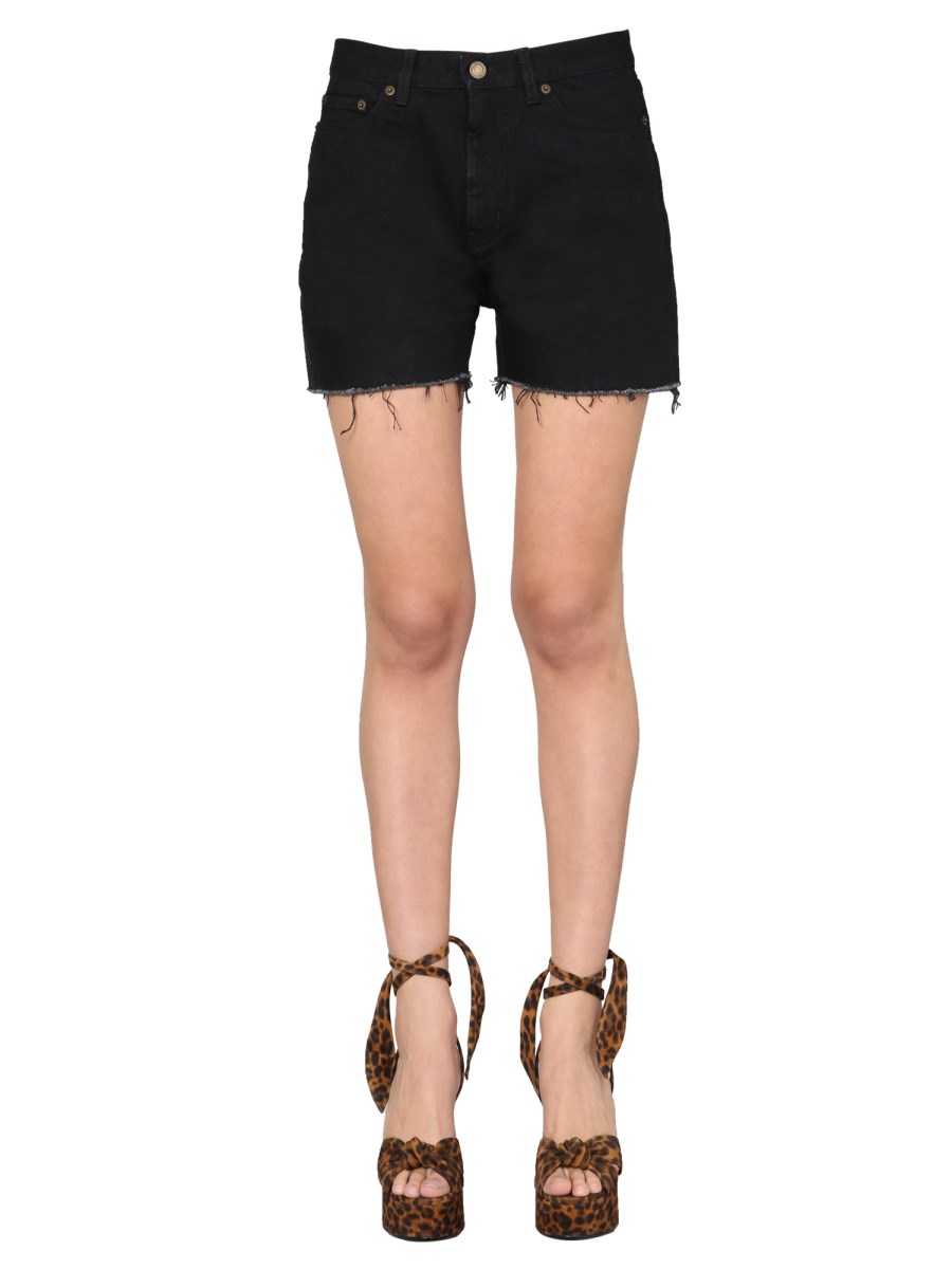 SAINT LAURENT SHORT IN DENIM DI COTONE CON ORLO A VIVO