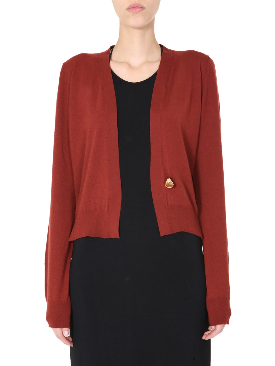 BOTTEGA VENETA CARDIGAN SCOLLO A V IN CASHMERE CON ANELLO