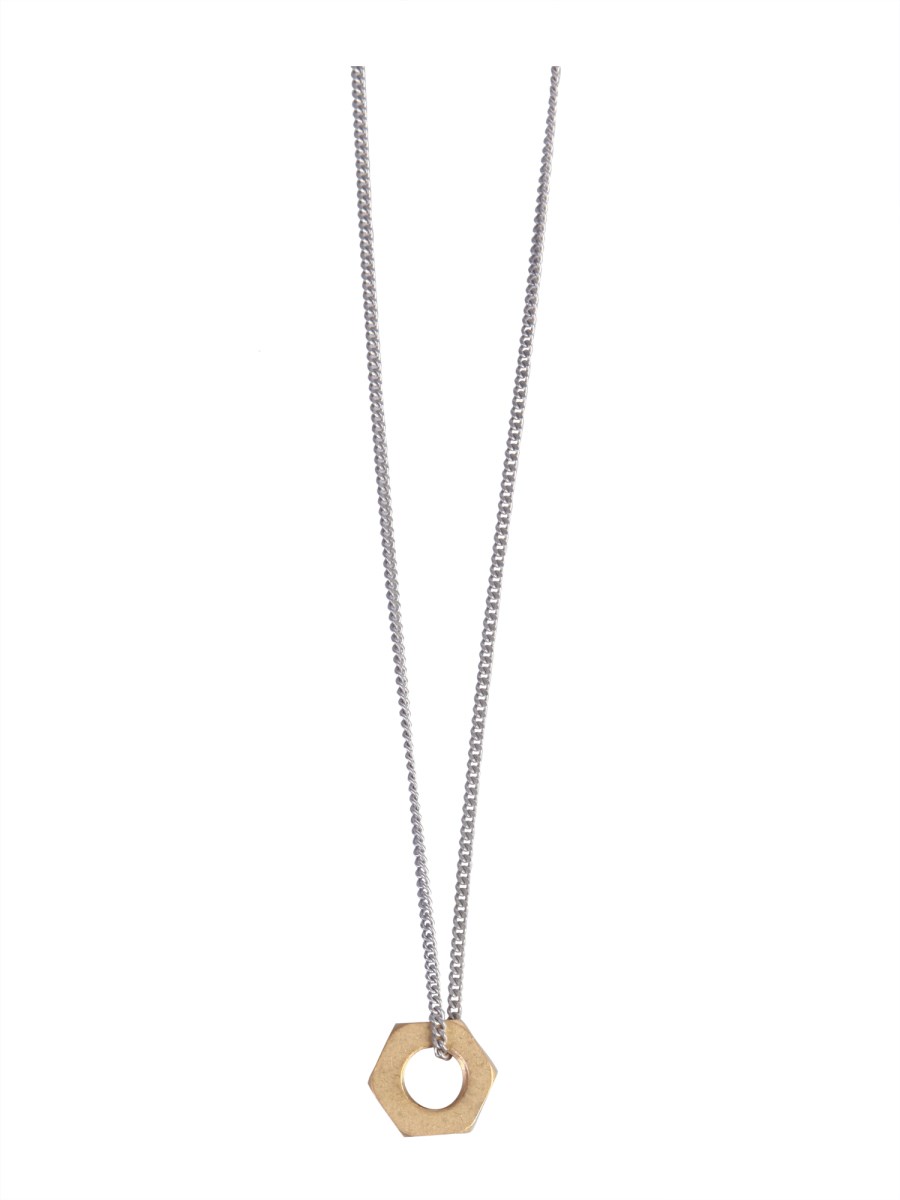 MAISON MARGIELA - SILVER NECKLACE WITH NUT-SHAPED PENDANT  