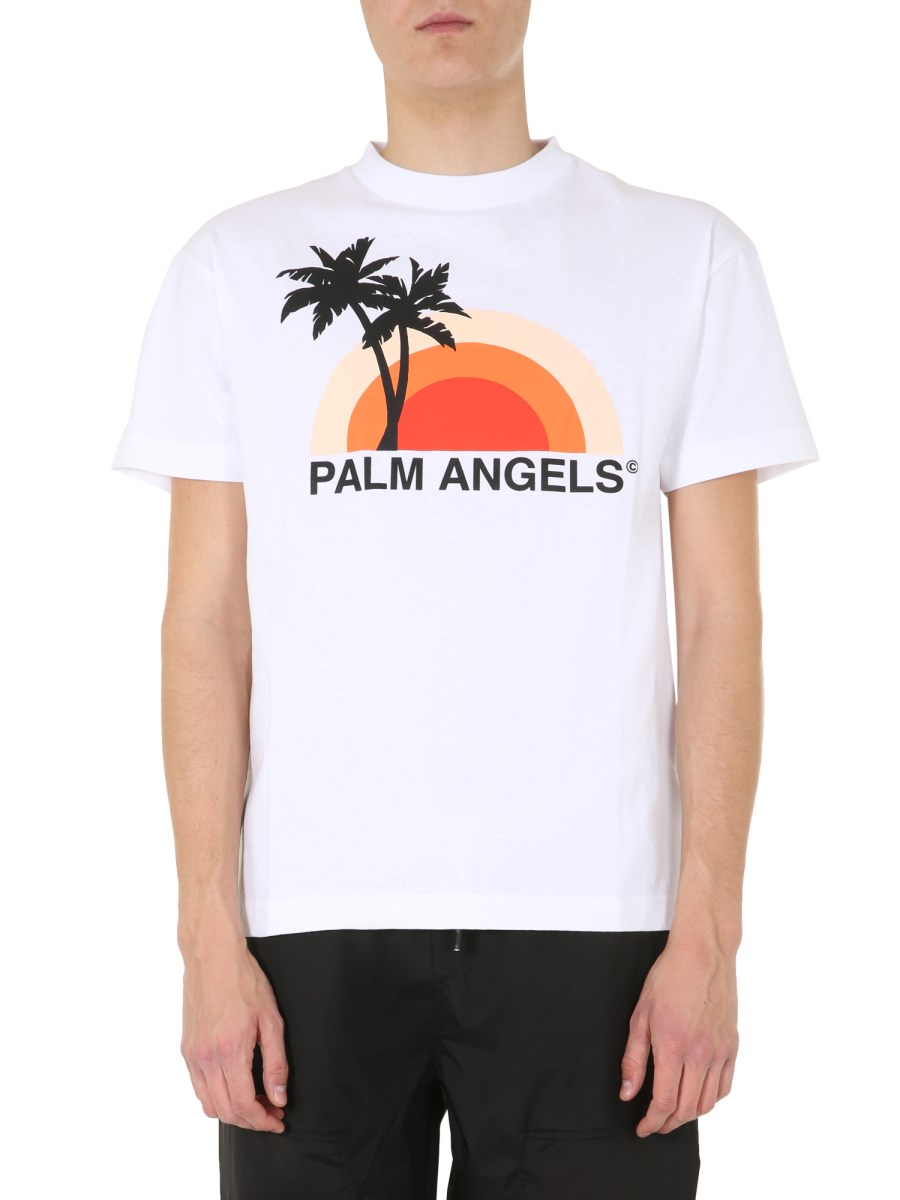 PALM ANGELS - SUNSET COTTON CREW NECK T-SHIRT - Eleonora Bonucci