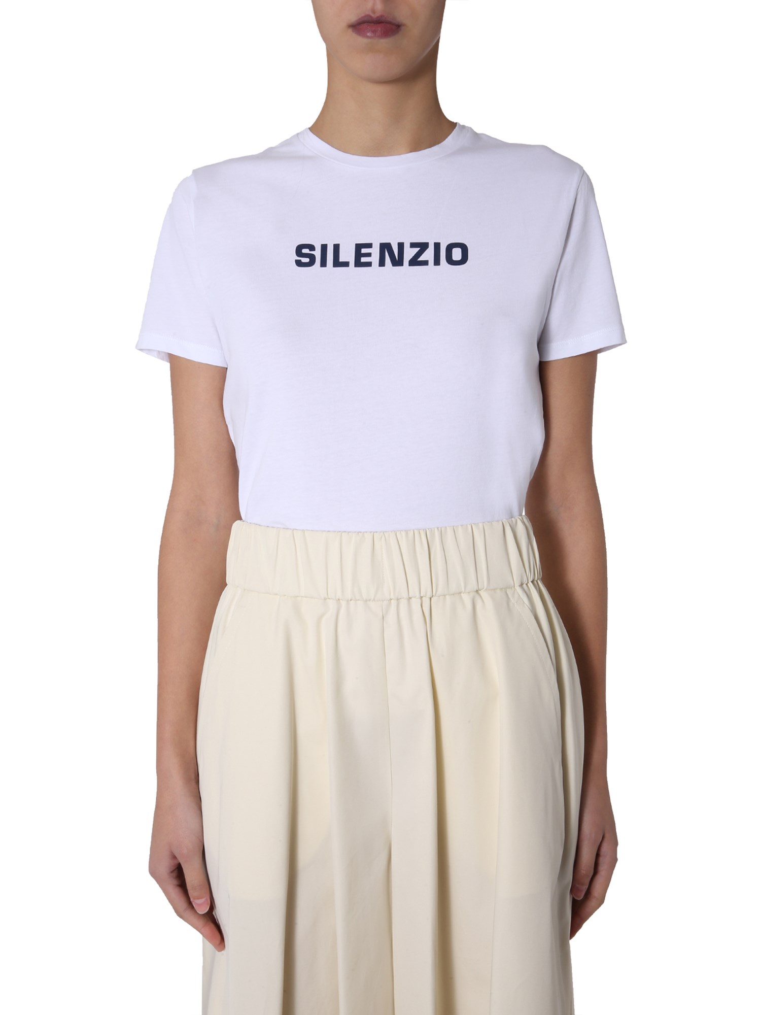 Aspesi Slim Fit Cotton T-shirt With Lettering In White