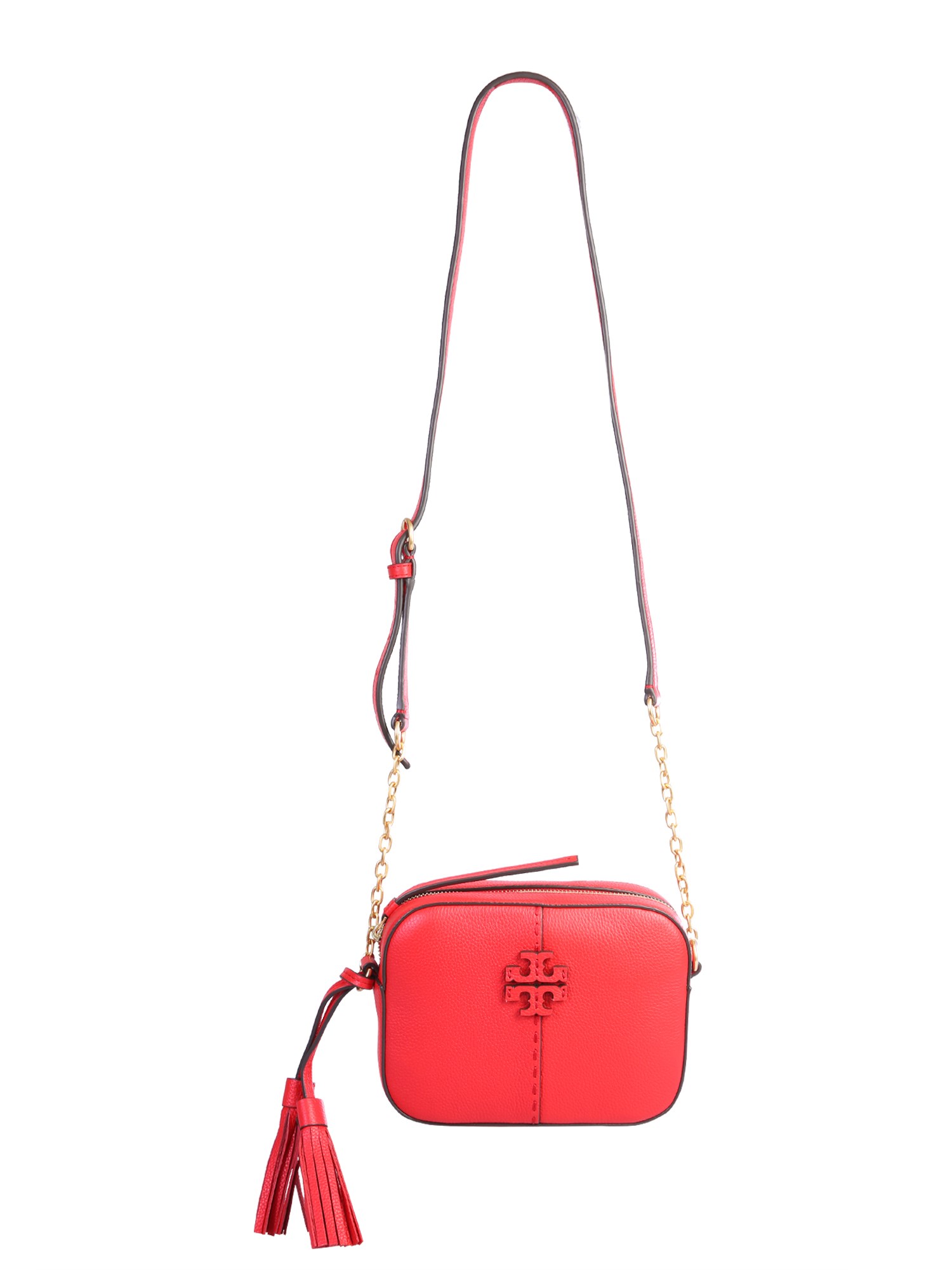 Tory Burch Mcgraw Mini Leather Crossbody Camera Bag In Red