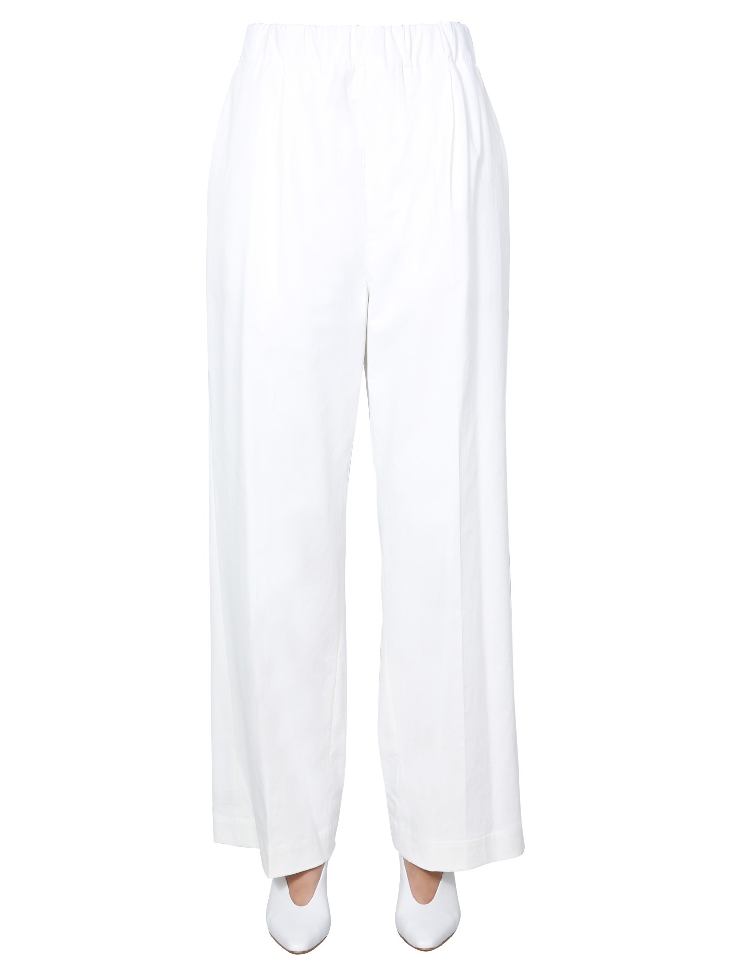 Jejia High-waisted Wide-leg Trousers In White