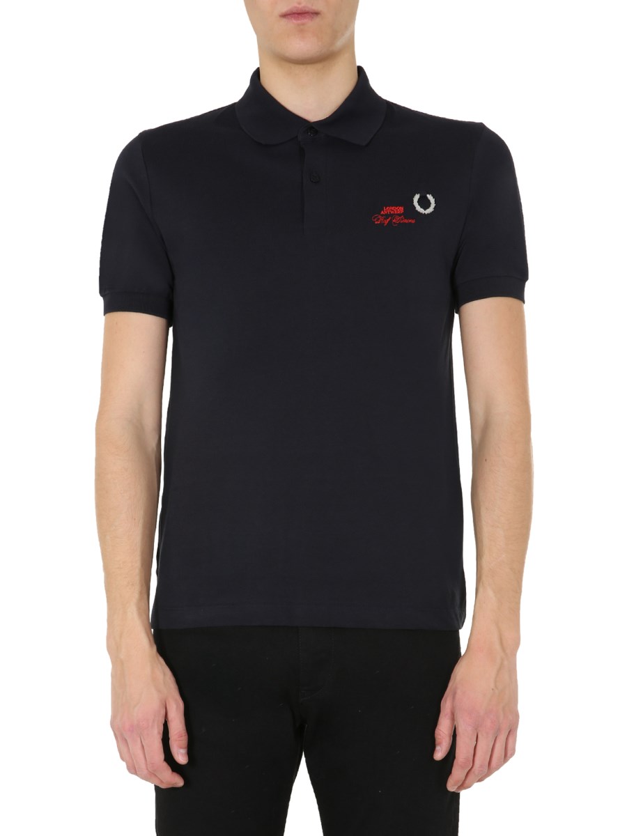 FRED PERRY X RAF SIMONS SLIM FIT COTTON PIQUE POLO SHIRT WITH