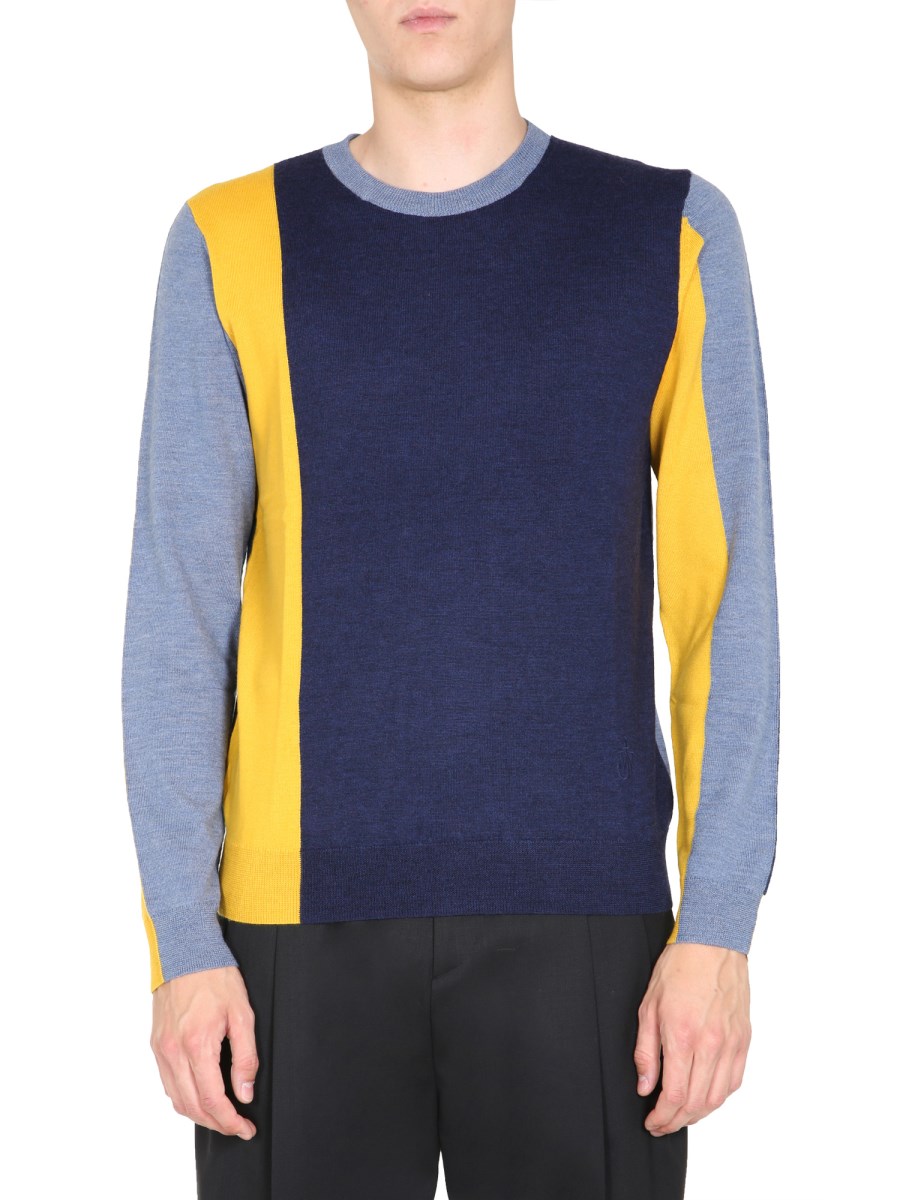 JW ANDERSON MAGLIA GIROCOLLO IN LANA CON DETTAGLI COLOR BLOCK