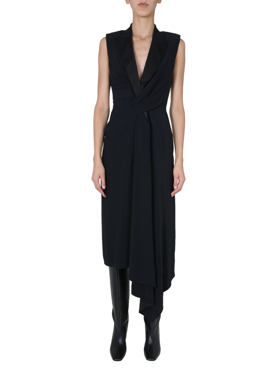 ALEXANDER McQUEEN - DRAPED TUXEDO MIDI DRESS - Eleonora Bonucci