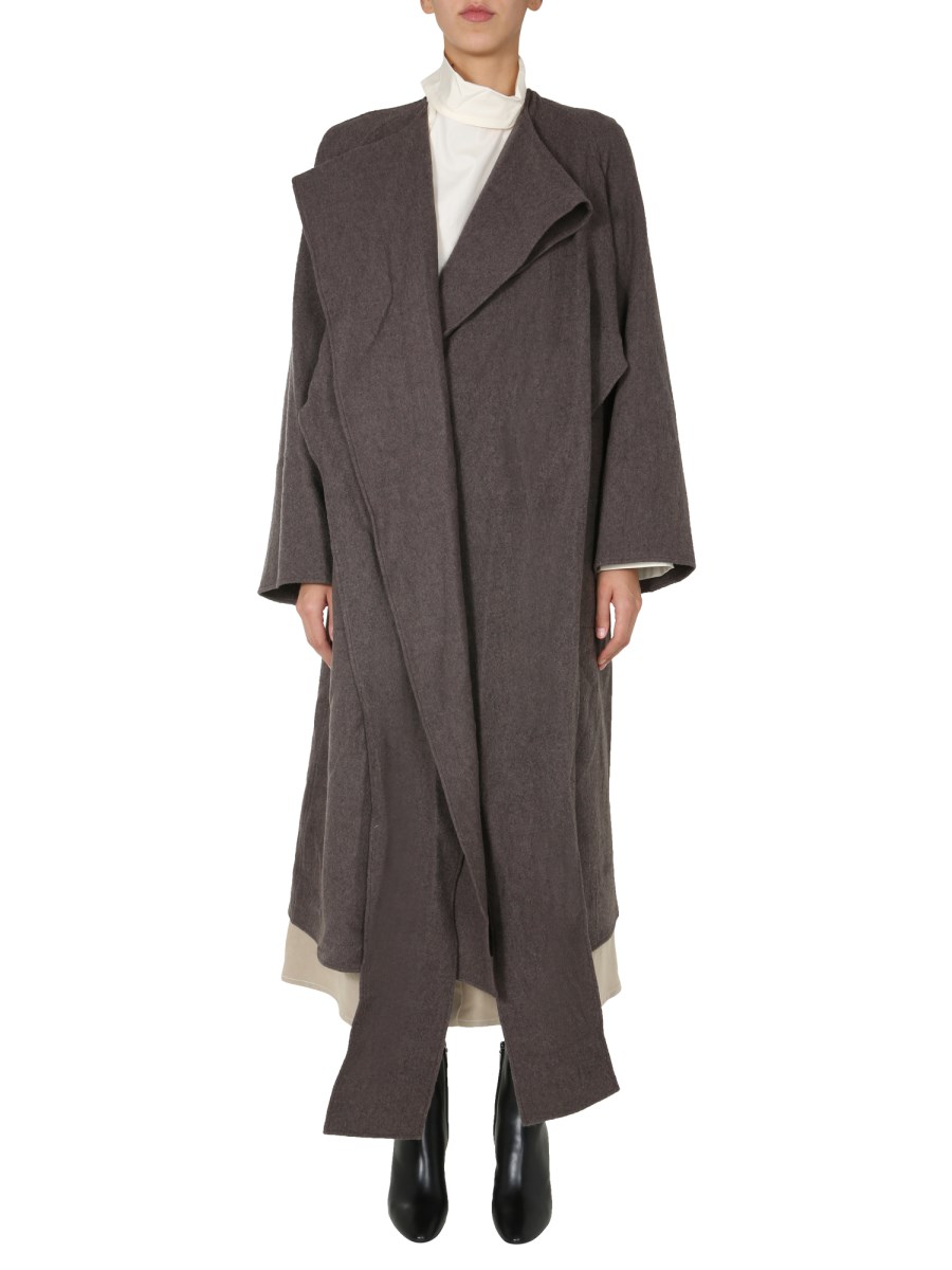 LEMAIRE - OVERSIZE FIT WOOL COAT WITH KNOTTED PANELS - Eleonora