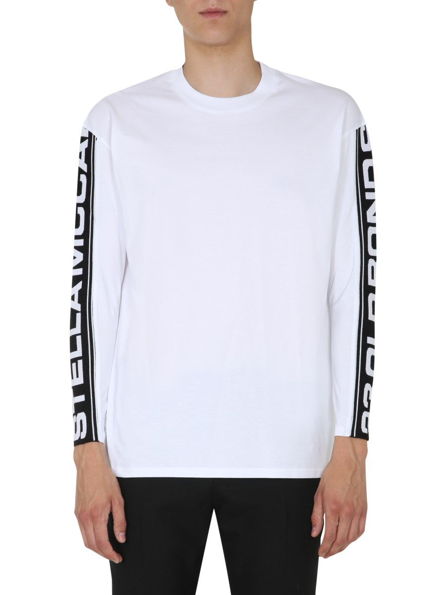 STELLA McCARTNEY T-SHIRT GIROCOLLO IN COTONE CON BANDA 23 OLD BOND