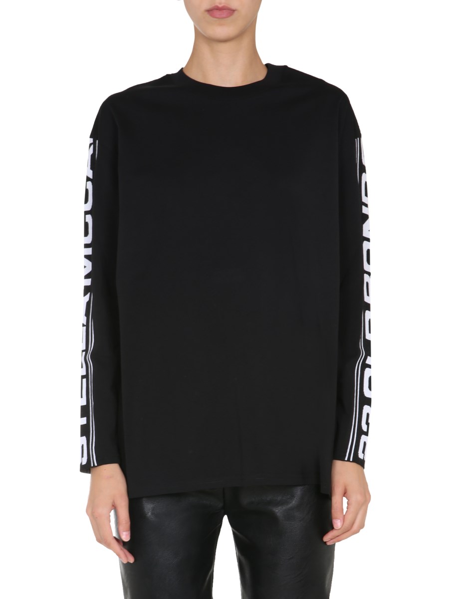 STELLA McCARTNEY T-SHIRT GIROCOLLO IN COTONE CON BANDA 23 OLD BOND