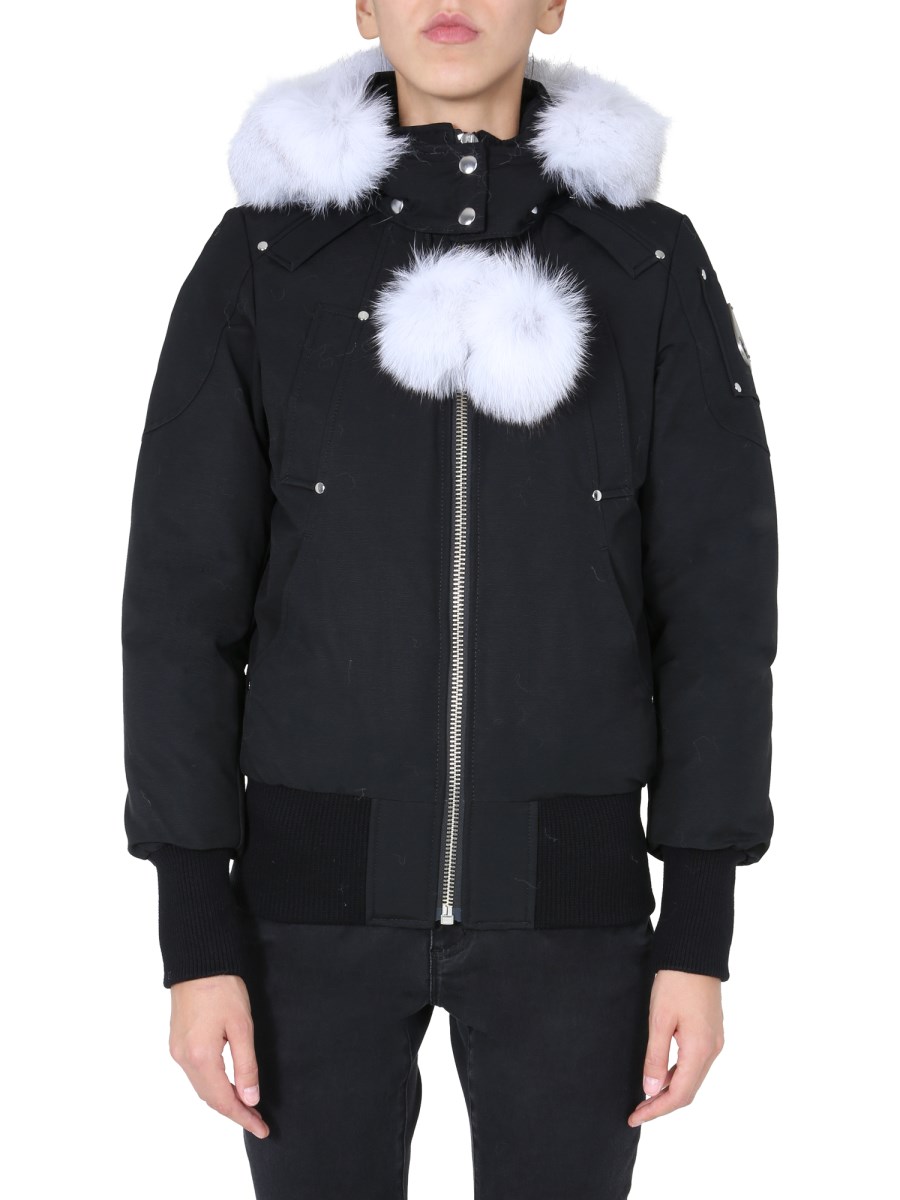 MOOSE KNUCKLES DEBBIE BOMBER WITH FUR EDGED HOOD Eleonora Bonucci