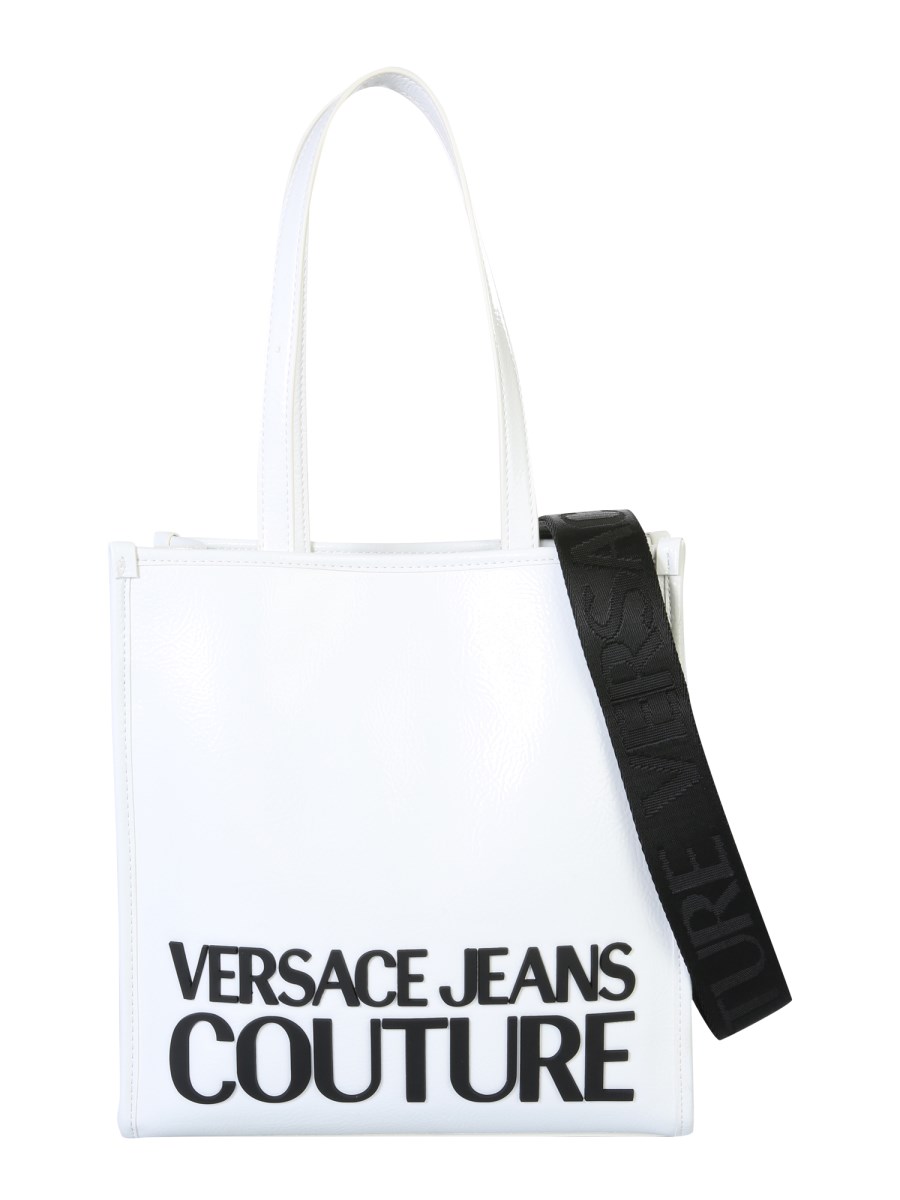 Versace Black Tote Bag With All Over Logo
