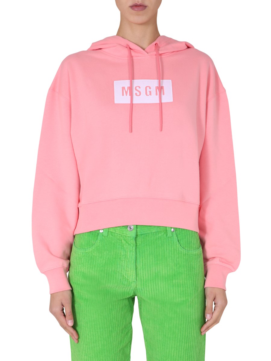 MSGM FELPA REGULAR FIT IN COTONE CON BOX LOGO