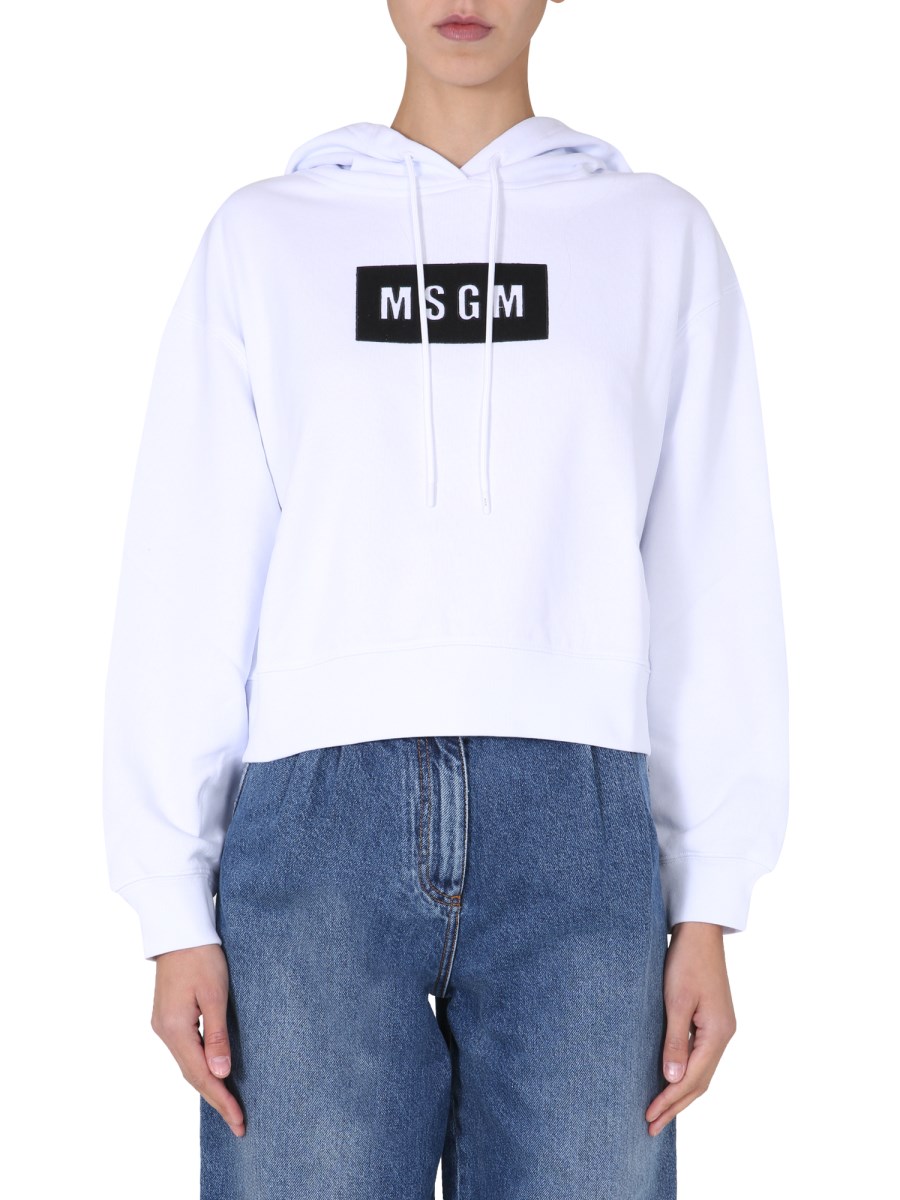 MSGM FELPA REGULAR FIT IN COTONE CON BOX LOGO