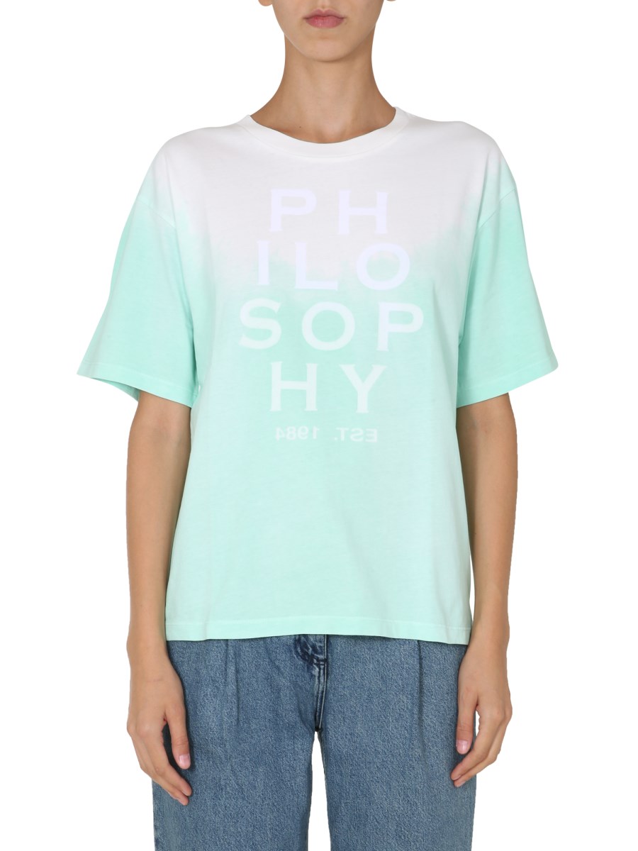 PHILOSOPHY DI LORENZO SERAFINI T-SHIRT GIROCOLLO IN JERSEY DI COTONE DEGRADE CON LOGO