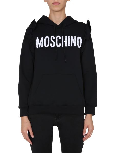 Moschino Cotton Hooded Sweatshirt With Ruches Women - Eleonora Bonucci