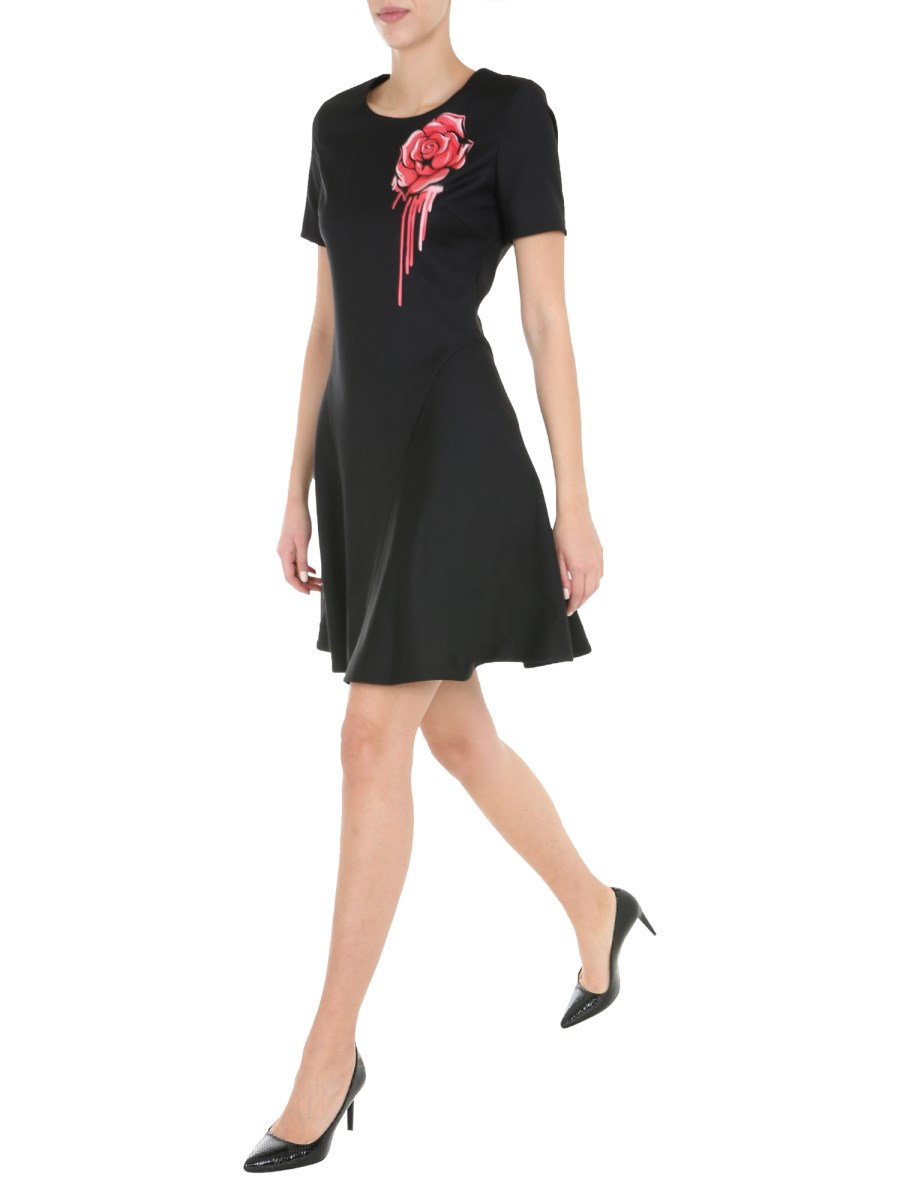 knee length dresses for ladies Moschino 1990s Feather Trim Boat Neck Midi Dress - S/M