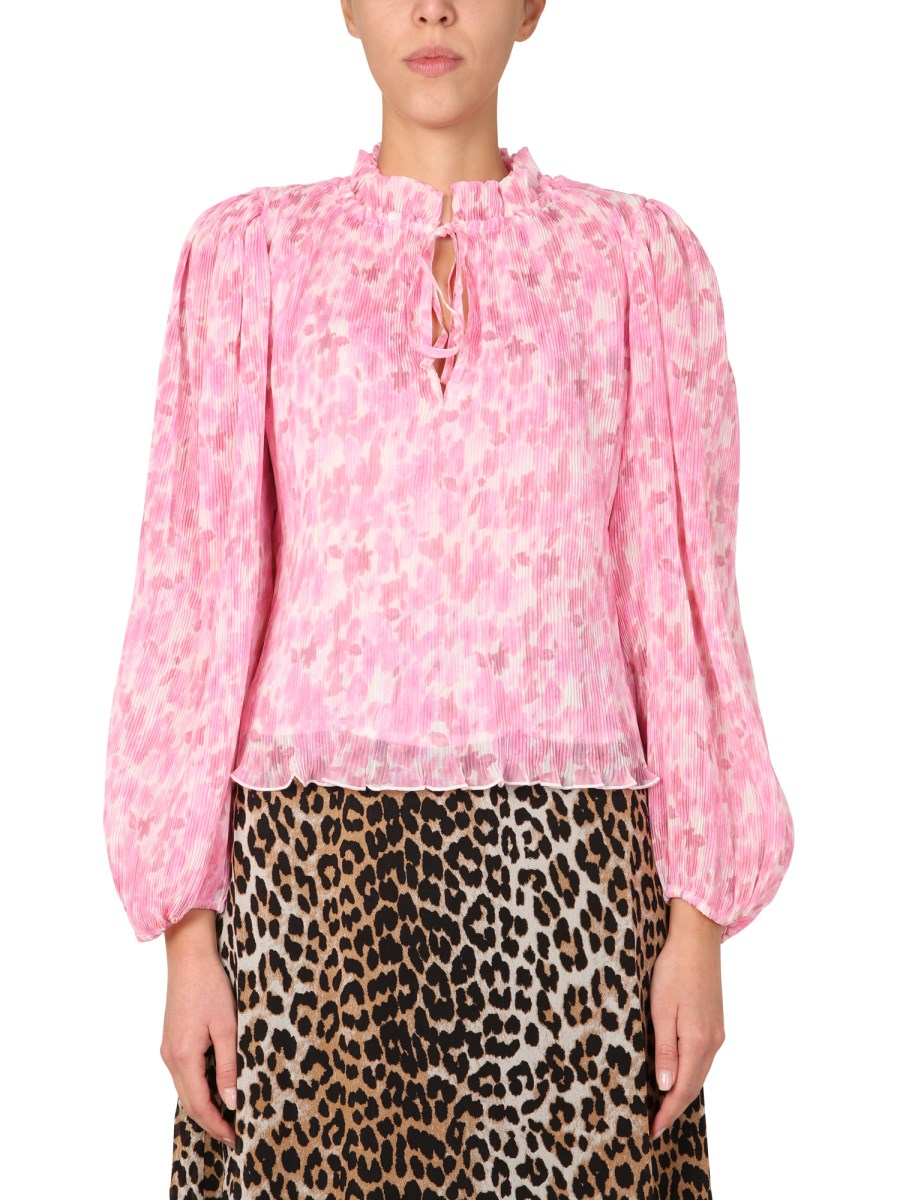 【GANNI】Pleated ette Blouse Ganni Pleated Georgette Blouse | Garmentory
