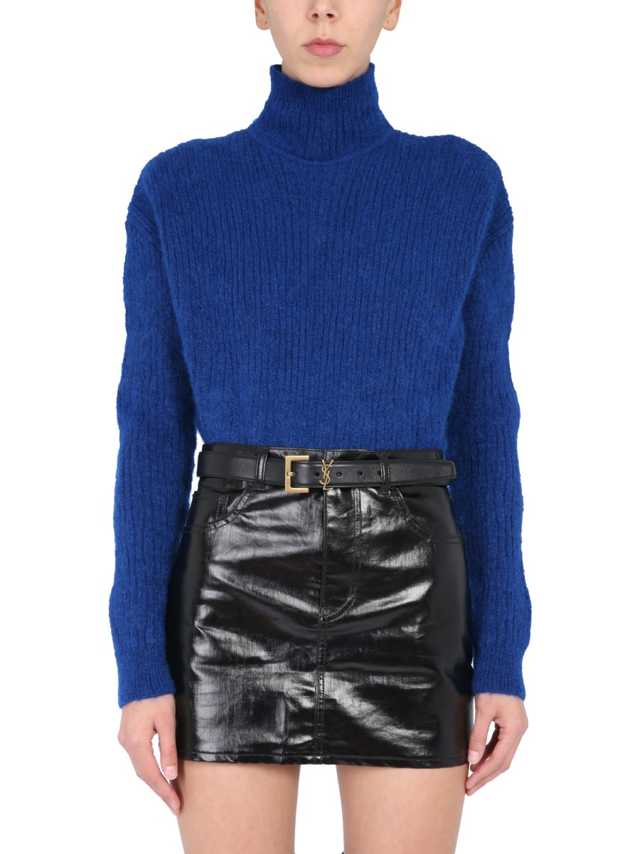 SAINT LAURENT MAGLIA A COLLO ALTO IN MOHAIR