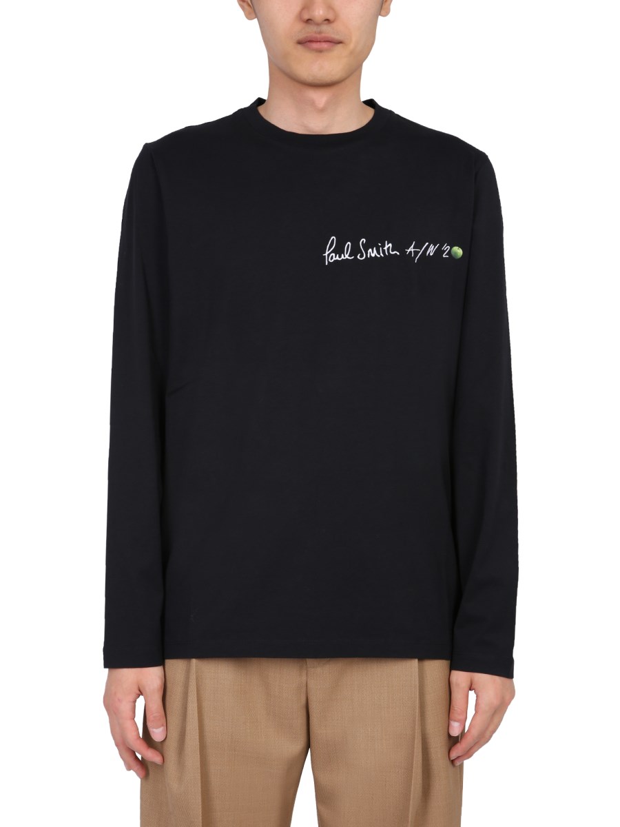 PAUL SMITH T-SHIRT MANICA LUNGA IN COTONE ORGANICO CON STAMPA