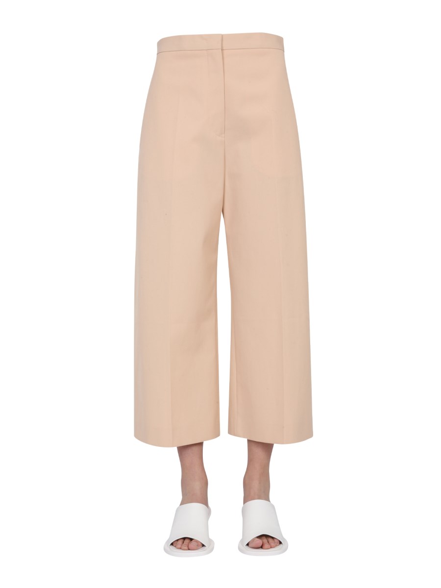 JIL SANDER PANTALONE CROPPED IN COTONE CON GAMBA LARGA