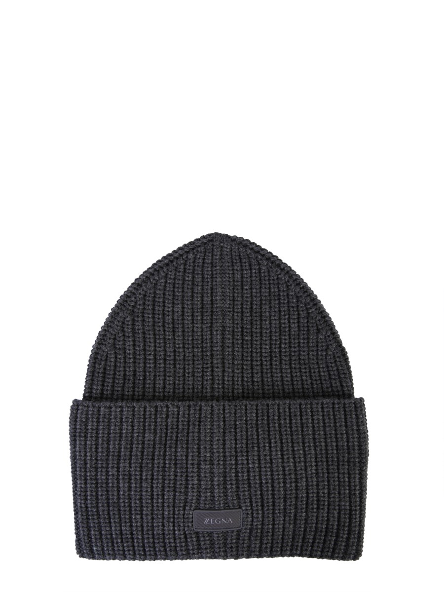 Z ZEGNA - BEANIE MERINO WOOL HAT WITH LOGO - Eleonora Bonucci