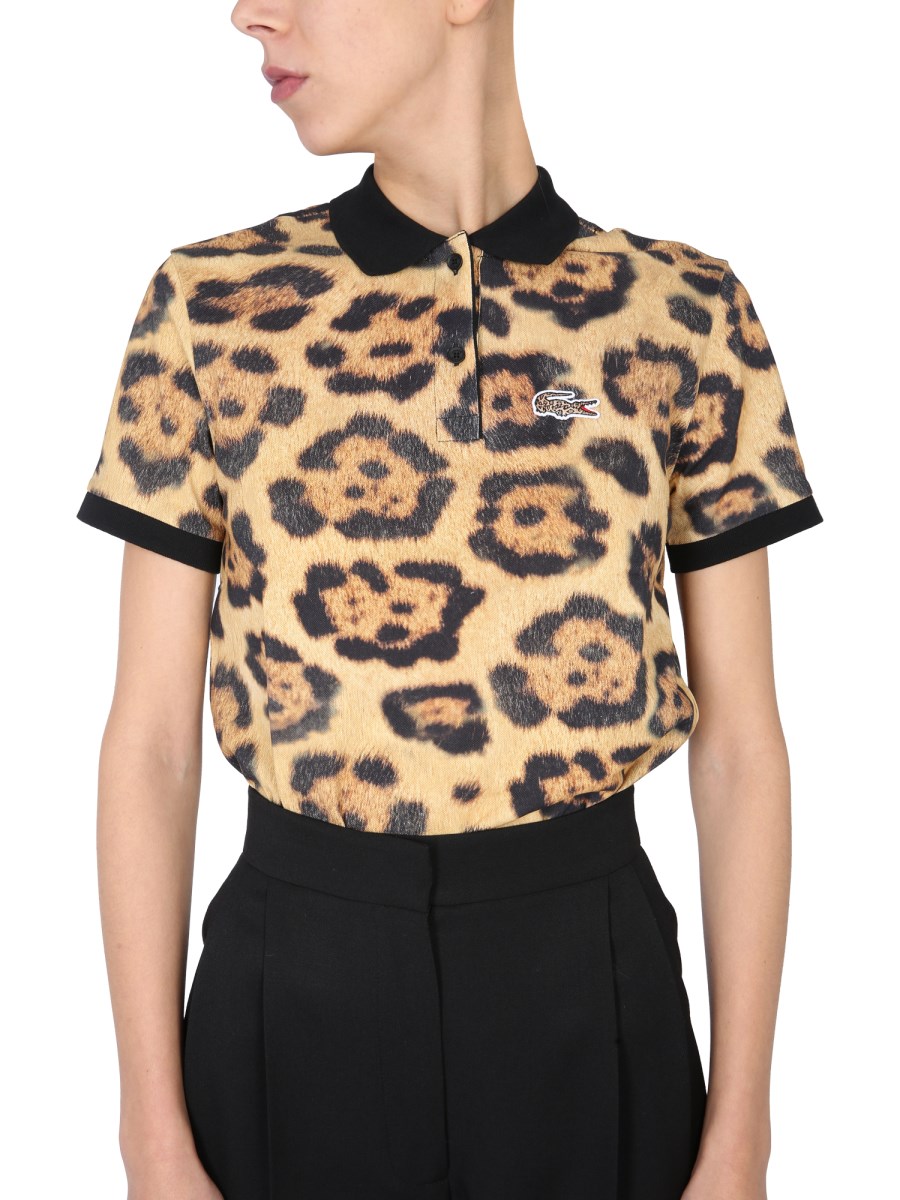 Lacoste leopard shop print polo shirt