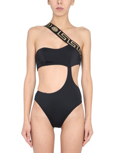 Shoulder Swimsuit With Greek Border 