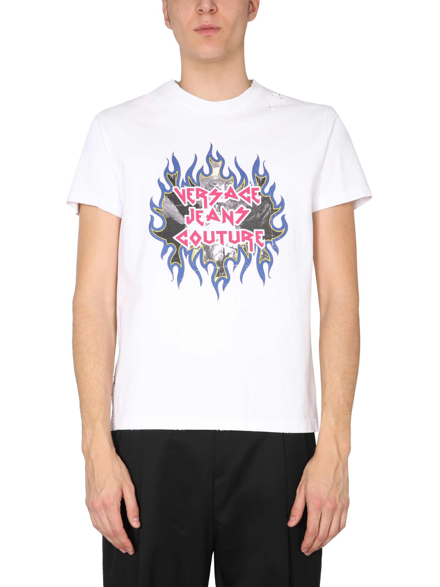versace jeans couture t-shirt with rock logo print