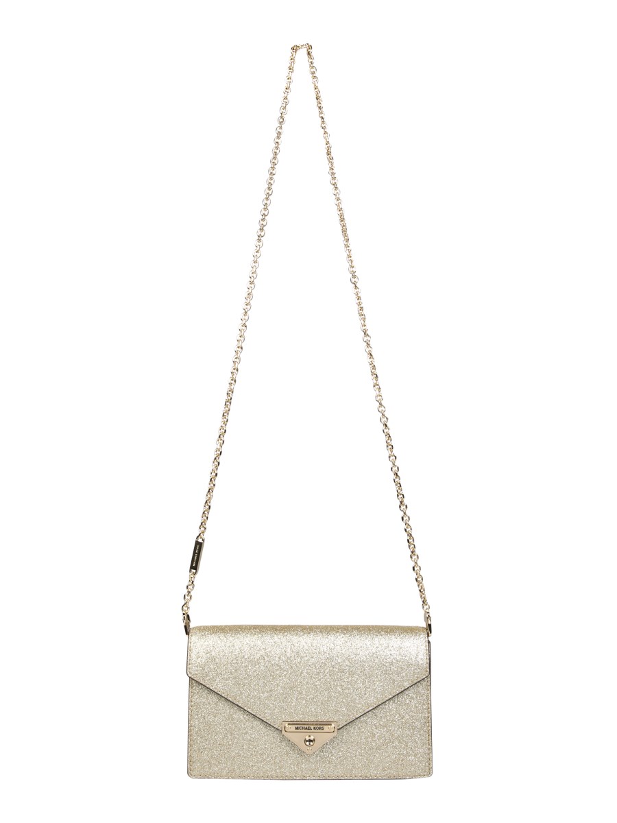 MICHAEL Michael Kors Grace Glitter Clutch Bag in Metallic