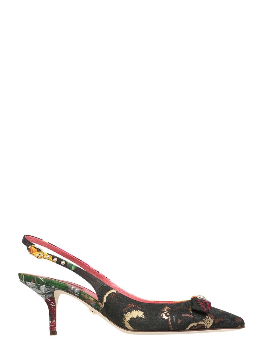 DOLCE GABBANA DECOLLET SLING BACK IN TESSUTO PATCHWORK