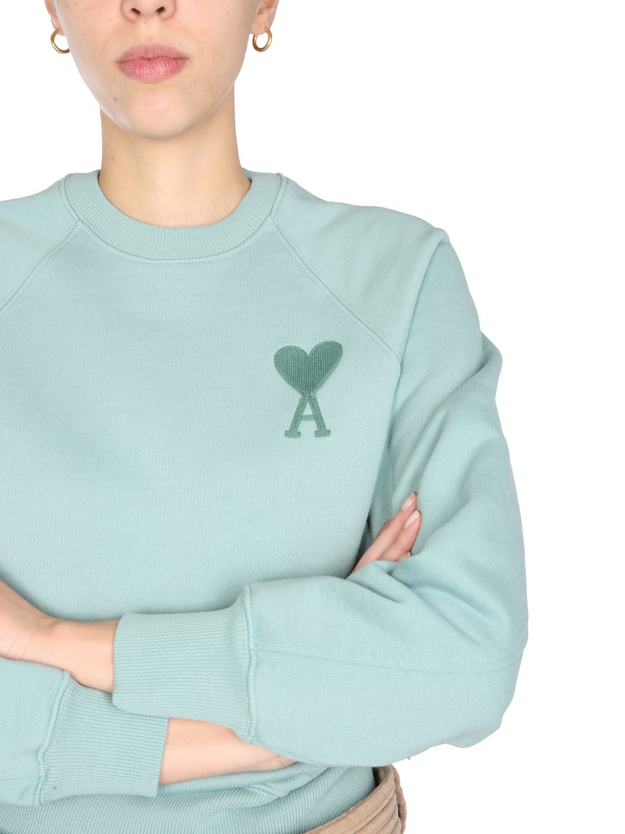 AMI PARIS - HEART COTTON SWEATSHIRT WITH EMBROIDERY - Eleonora Bonucci