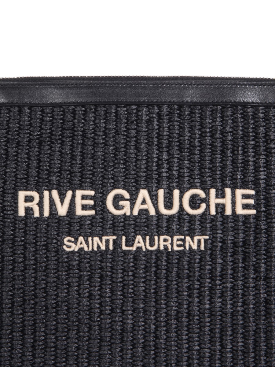 SAINT LAURENT - RIVE GAUCHE RAFFIA CLUTCH WITH ZIP - Eleonora Bonucci