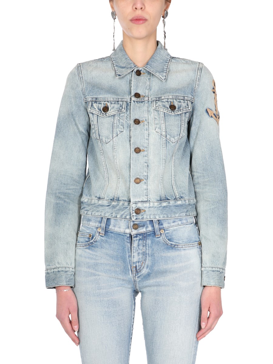 Saint laurent outlet denim jacket womens