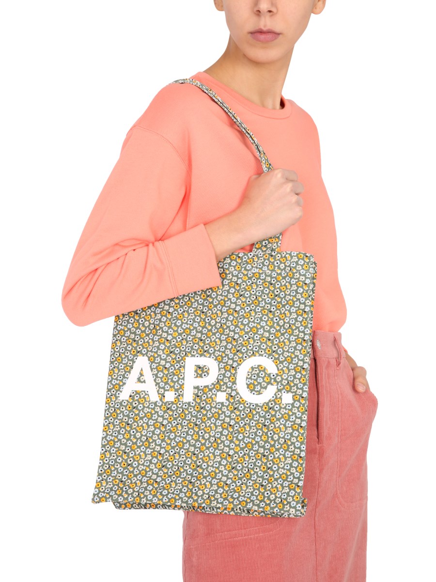 A.P.C. - LOU TOTE CANVAS BAG WITH FLORAL MOLD - Eleonora Bonucci