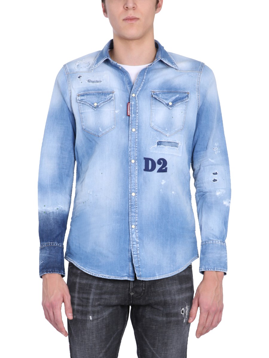 DSQUARED CAMICIA IN DENIM DI COTONE CON LOGO D2 Eleonora Bonucci