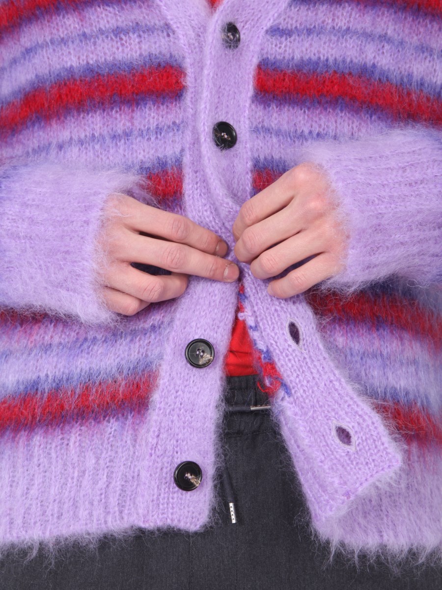 MARNI - MOHAIR CARDIGAN WITH MULTICOLOUR STRIPE PATTERN - Eleonora Bonucci