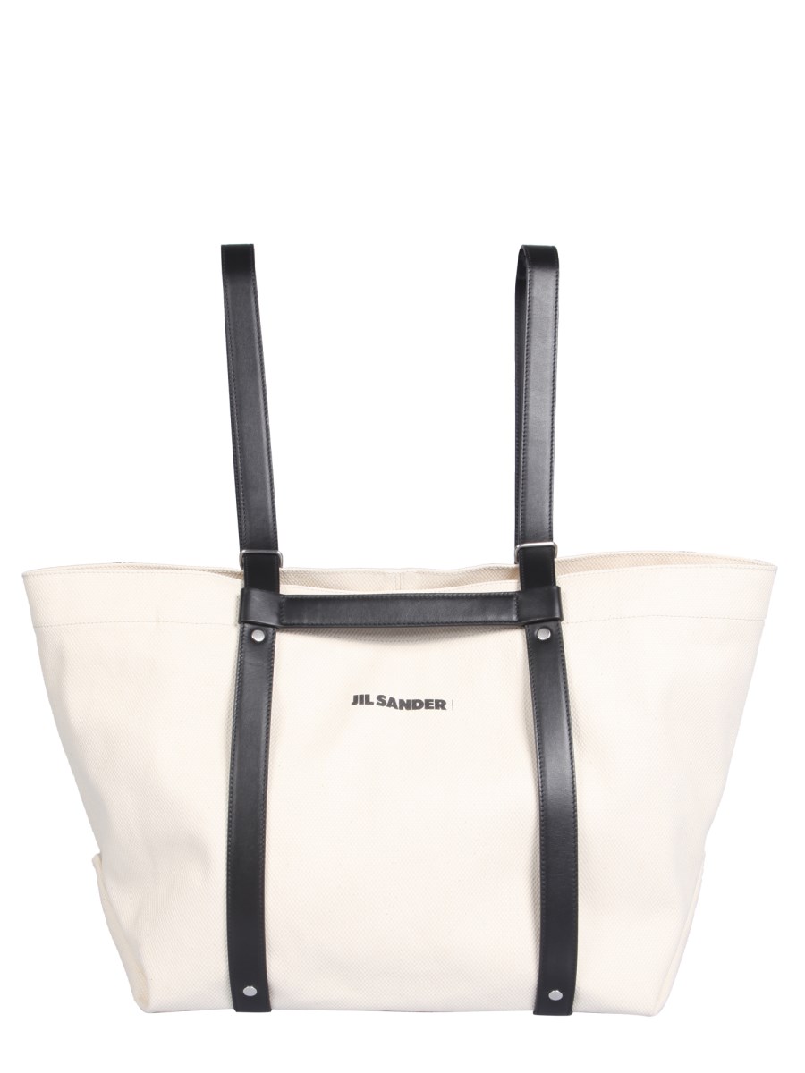 JIL SANDER LARGE COTTON CANVAS TOTE BAG WITH LOGO Eleonora Bonucci