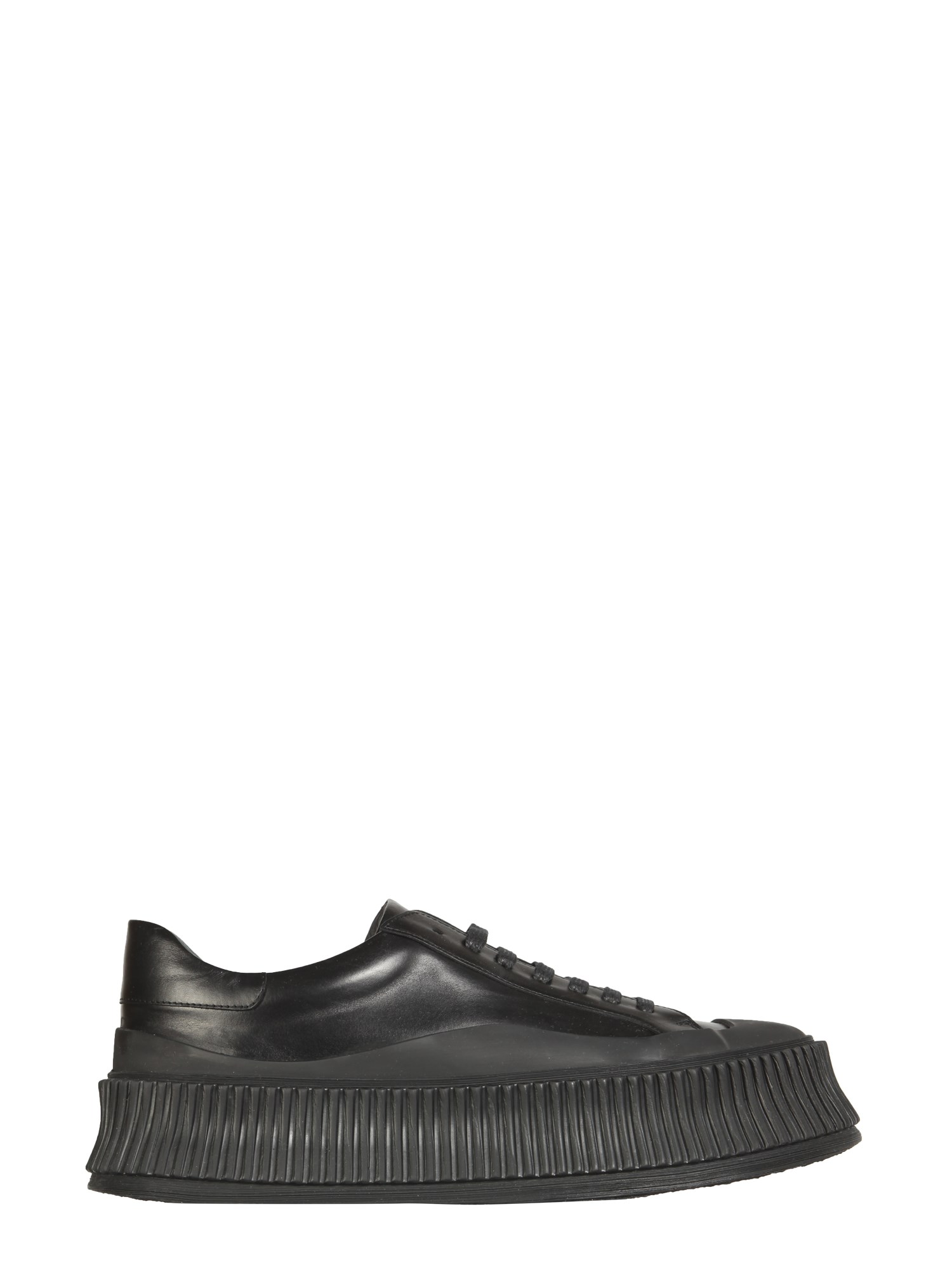 Jil Sander Black Vulcanized Sneakers In Black