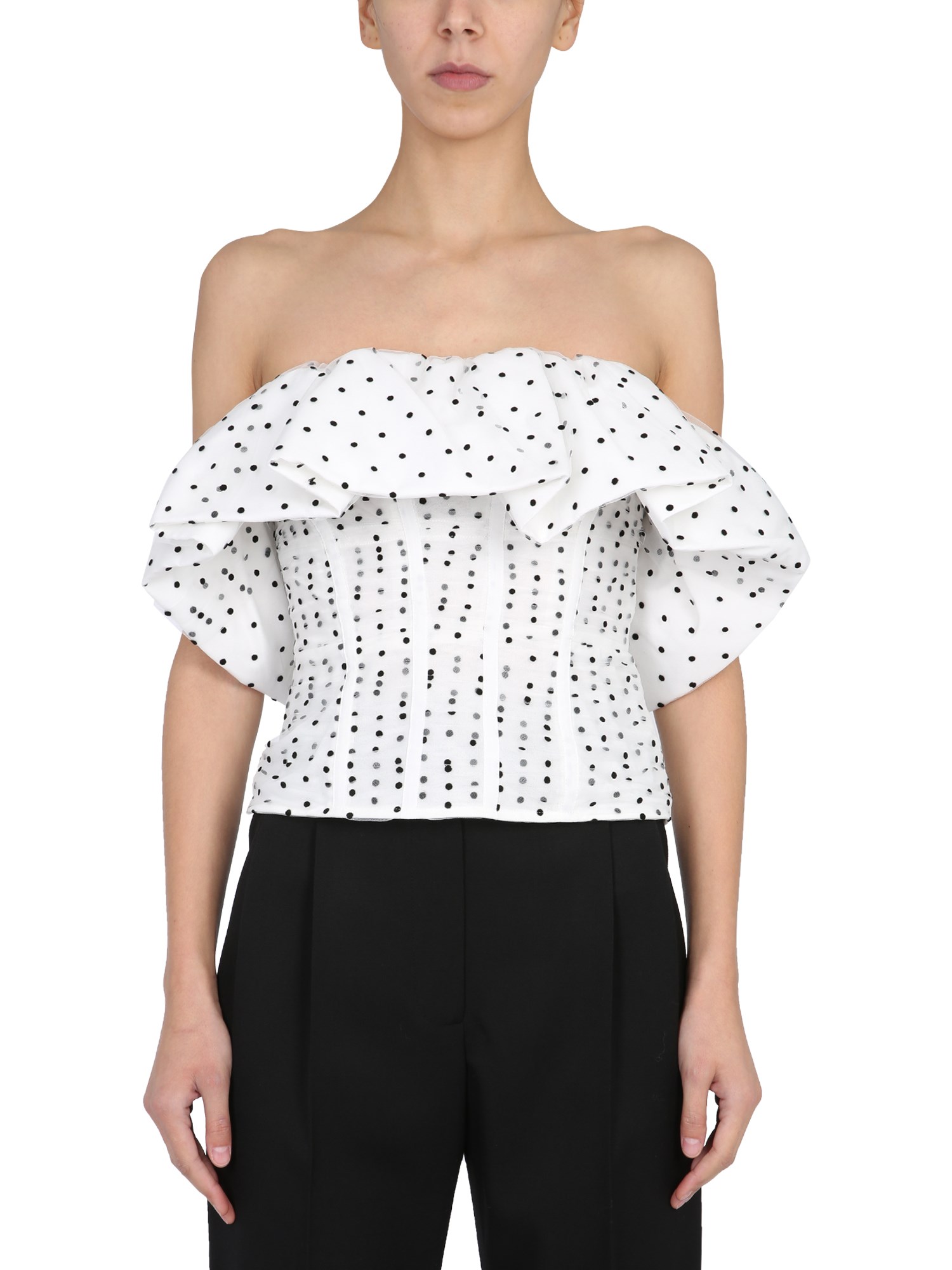 self-portrait tulle plumeties bustier top