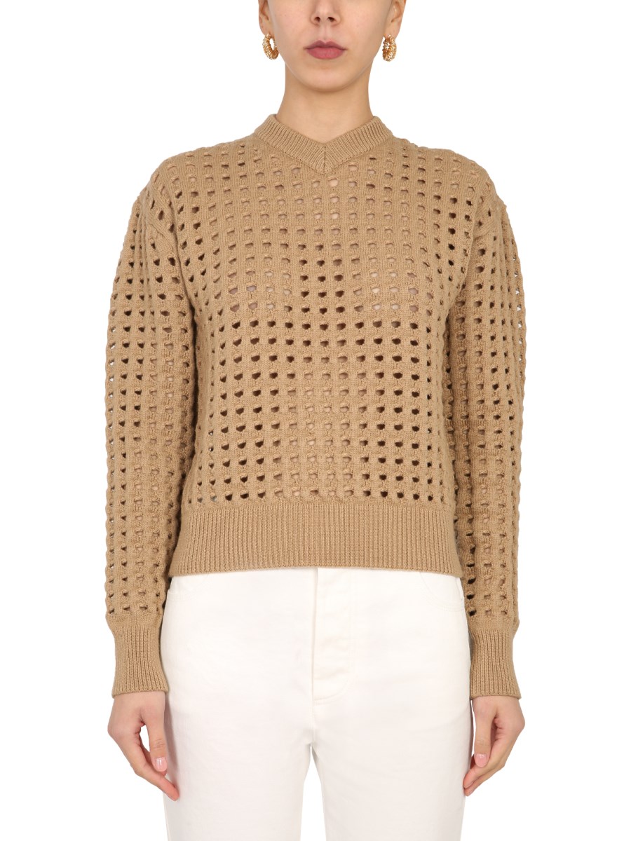 BOTTEGA VENETA MAGLIA IN LANA OPEN MESH