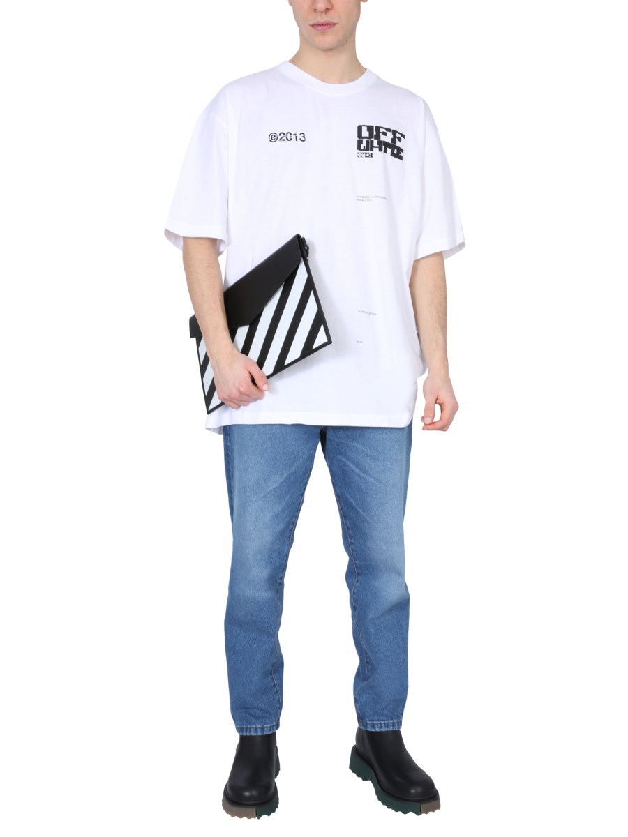 OFF-WHITE - T-SHIRT GIROCOLLO IN COTONE CON STAMPA LOGO - Eleonora